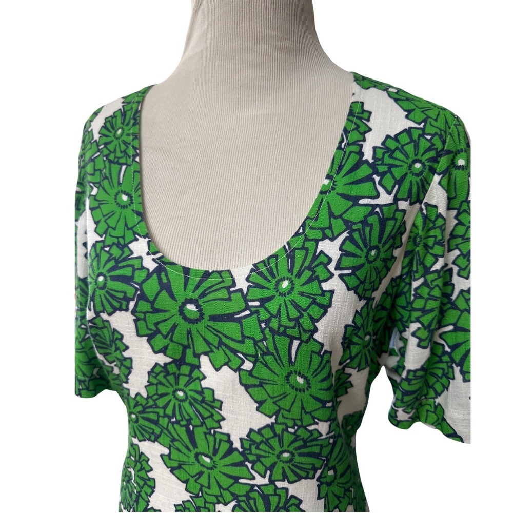 Porridge Clothing Green Floral Mini Dress Linen Blend Cottagecore Size S - Picture 8 of 12